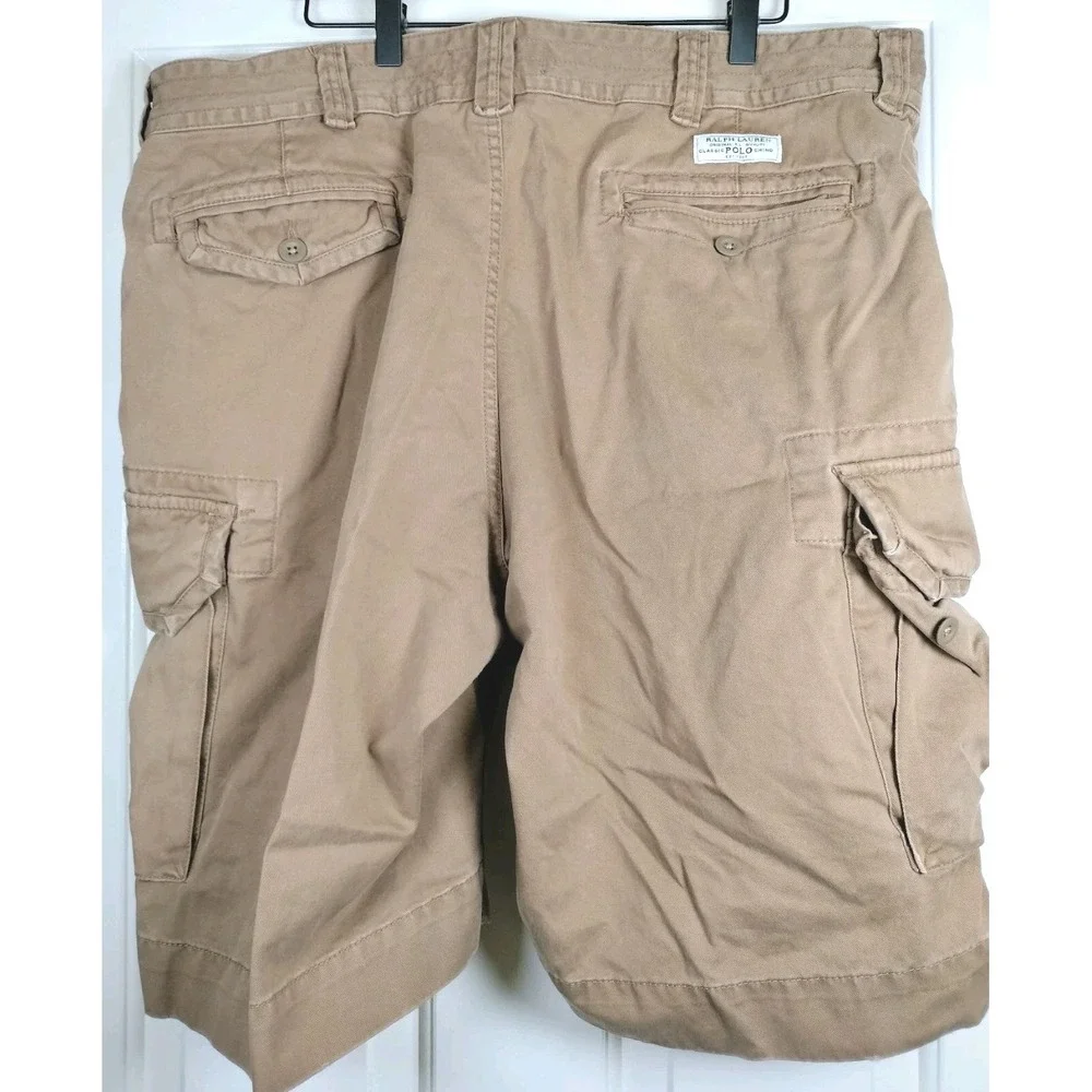 Vintage Polo Ralph Lauren Cargo Shorts Mens 40 Tan Classic Chino Khaki 9.5 